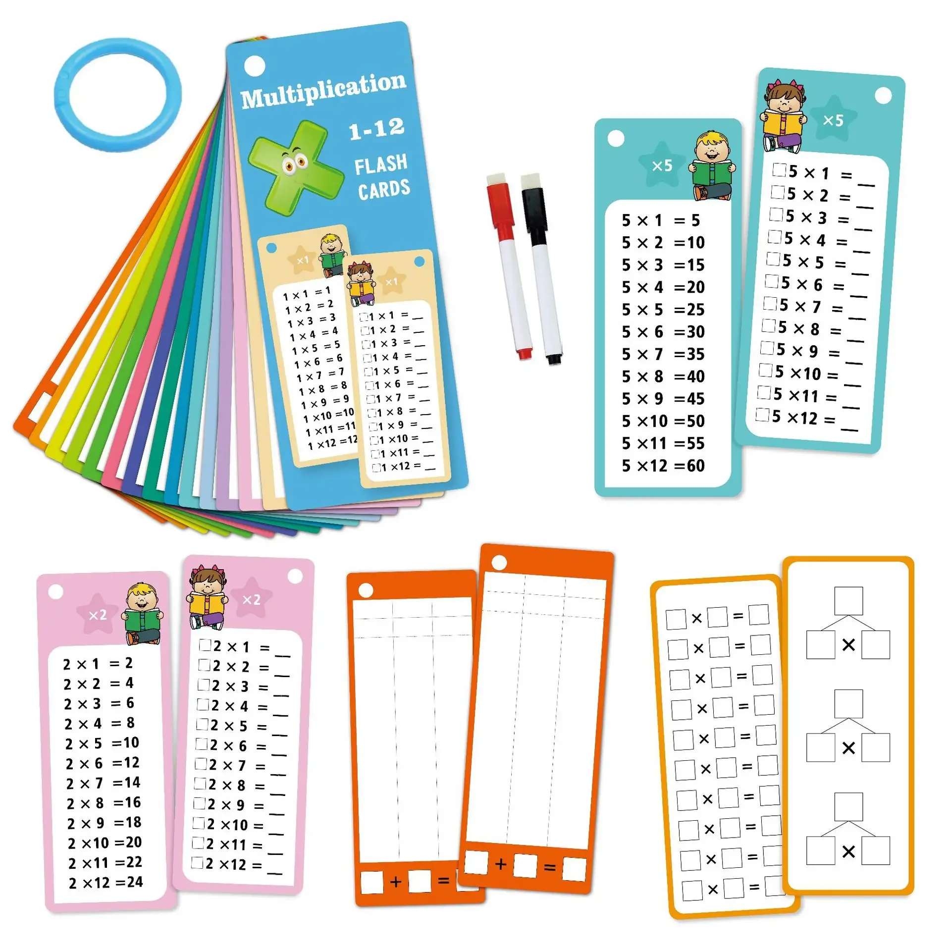 Maths Training Cards Addition Subtraction Multiplication and Division Educational Toys Student Arithmetic with Erasable Pen