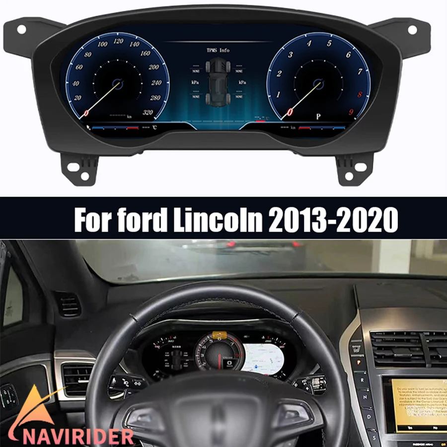Upgrade Smart Cluster For ford Lincoln 2013-2020 1920*720 New Car LCD Instrument Map Multiple Colorful High Display Speedometer