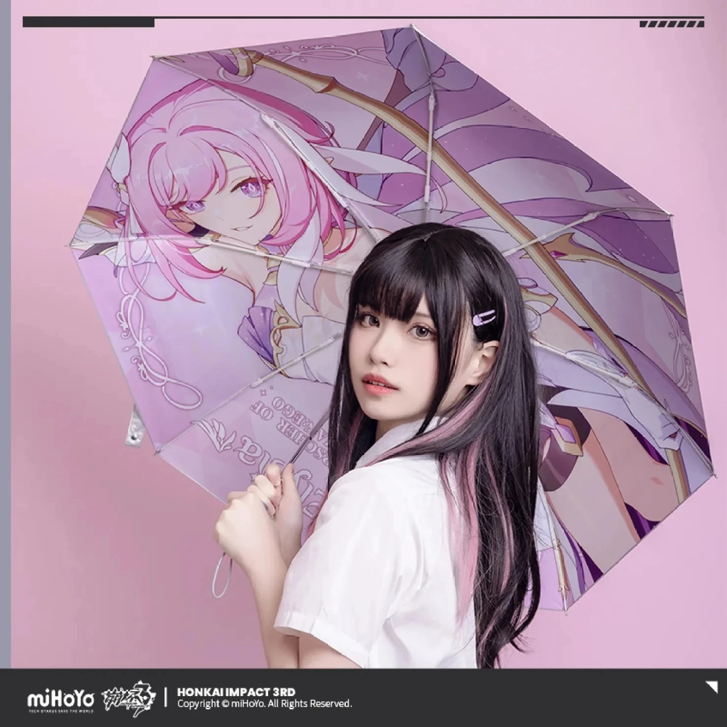 Anime Game Honkai Impact 3 Elysia HERRSCHER OF HUMAN:EGO Themed Cosplay Digital Printed Sun Umbrella 55CM*8K 100% Polyester