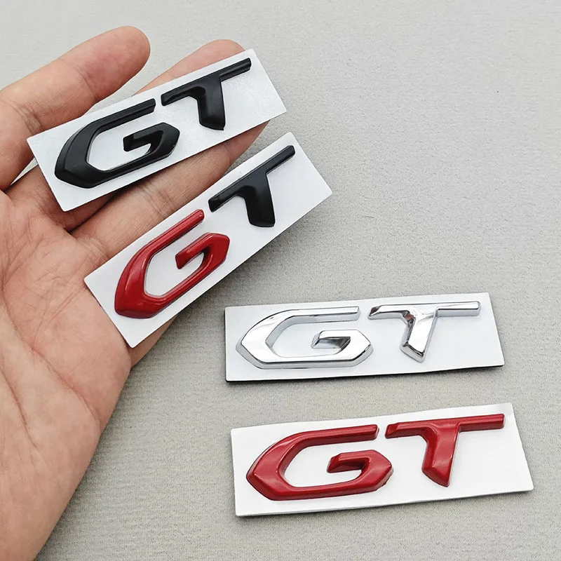 

3D Metal Chrome Black Logo GT Car Sticker Trunk Badge Emblem For Peugeot 207 208 308 408 508 3008 5008 GT Sticker Accessories