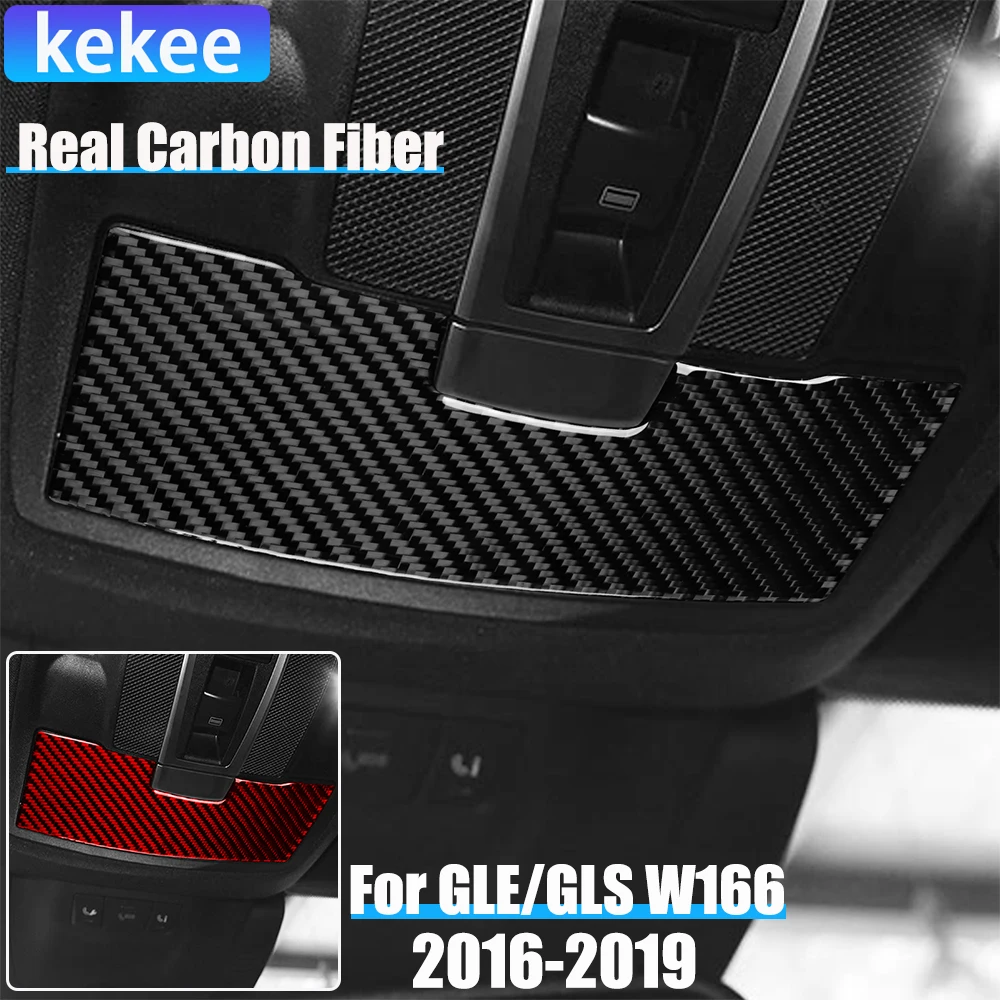 

Real Carbon Fiber Car Accessories Sunglasses Case Trim Cover Soft Sticker For Mercedes-Benz W166 GLE/GLS 2016 2017 2018 2019