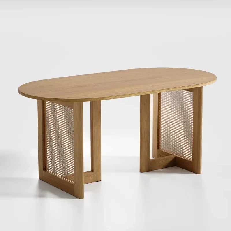 

New Arrival 33.5"W Dining Table Crafted From Solid And Engineered Wood Feature Clean-lined Double Pedestal Legs Breezy Coastal D