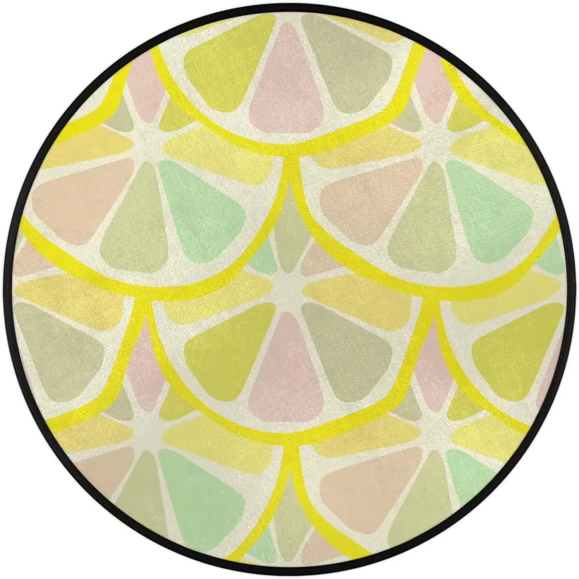 Summer Fruit Lemon Round Rug,Washable Soft Circular Floor Mat,Non Slip Low Pile Area Rugs for Kids Room Bedroom Bathroom Laundry