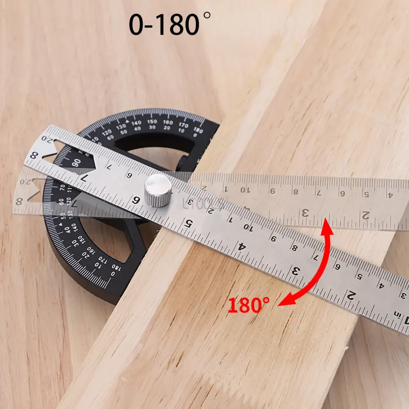 180 Degree Protractor Metal Wood Angle Finder Angle Ruler Woodworking Tools Measuring Ruler Meter Stainless Steel Goniometer