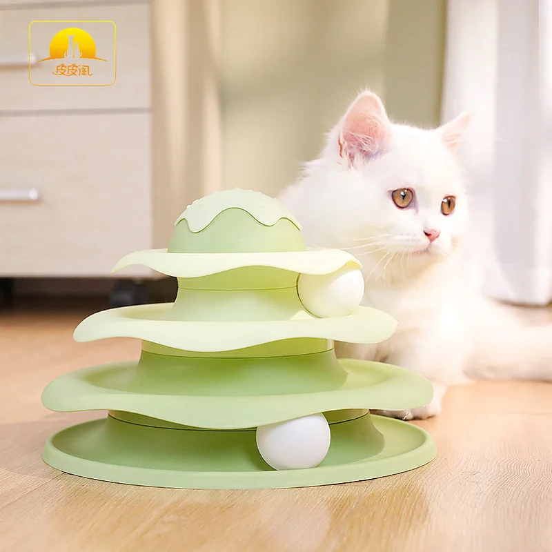 3/4 Levels Cats Toy Tower Tracks Cat Toys Interactive Cat Intelligence Training Amusement Plate Tower Pet Products Cat Tunnel