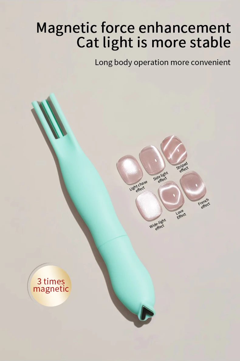 RSNAIL 4-in-1-Katzenaugen-Nagelmagnet, 3D-Liebesherz, Nagelmagnet, Werkzeug, grün, multifunktionaler Nagel-Magnetstab zum Selbermachen, Gelpolieren – Detail 2
