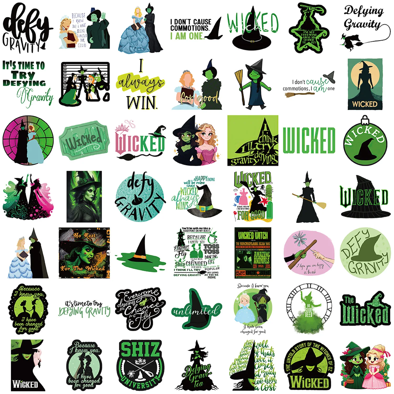 50PCS Cartoon Magie Schlechte Hexe Graffiti Aufkleber Böse Musical DIY Dekoration PVC Skateboard Gitarre Tasse Telefon Wasserdichte Aufkleber