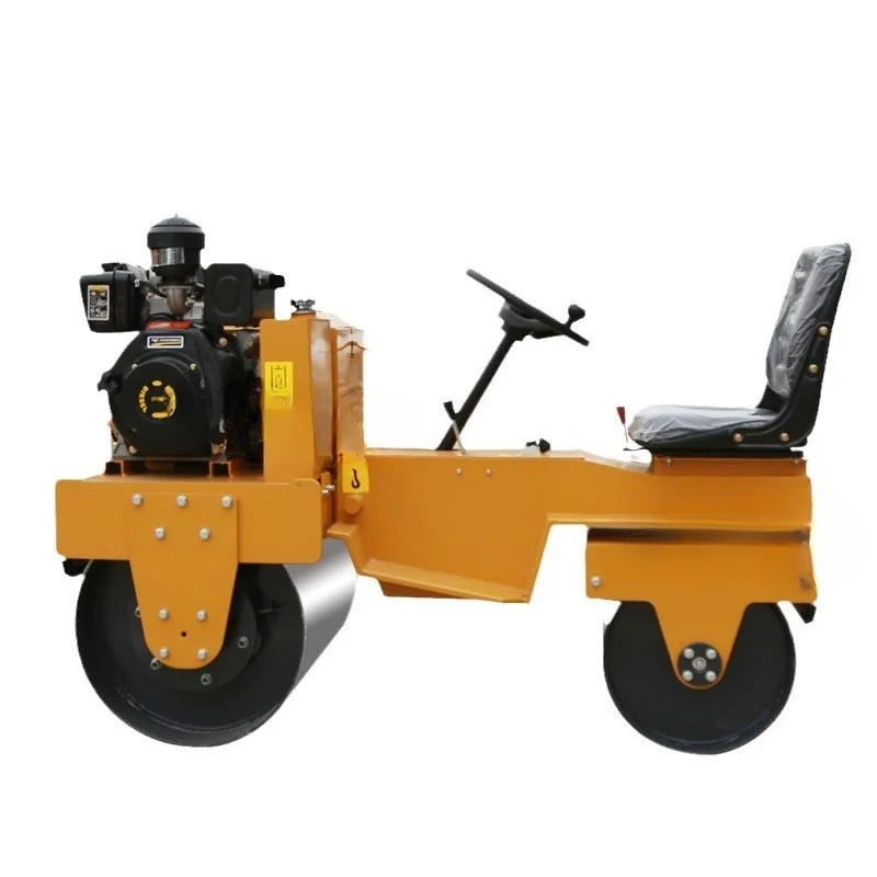 Small Road Roller 1 Ton Ride Asphalt Pavement Maintenance Roller Hydraulic Double Drive Diesel Compactor