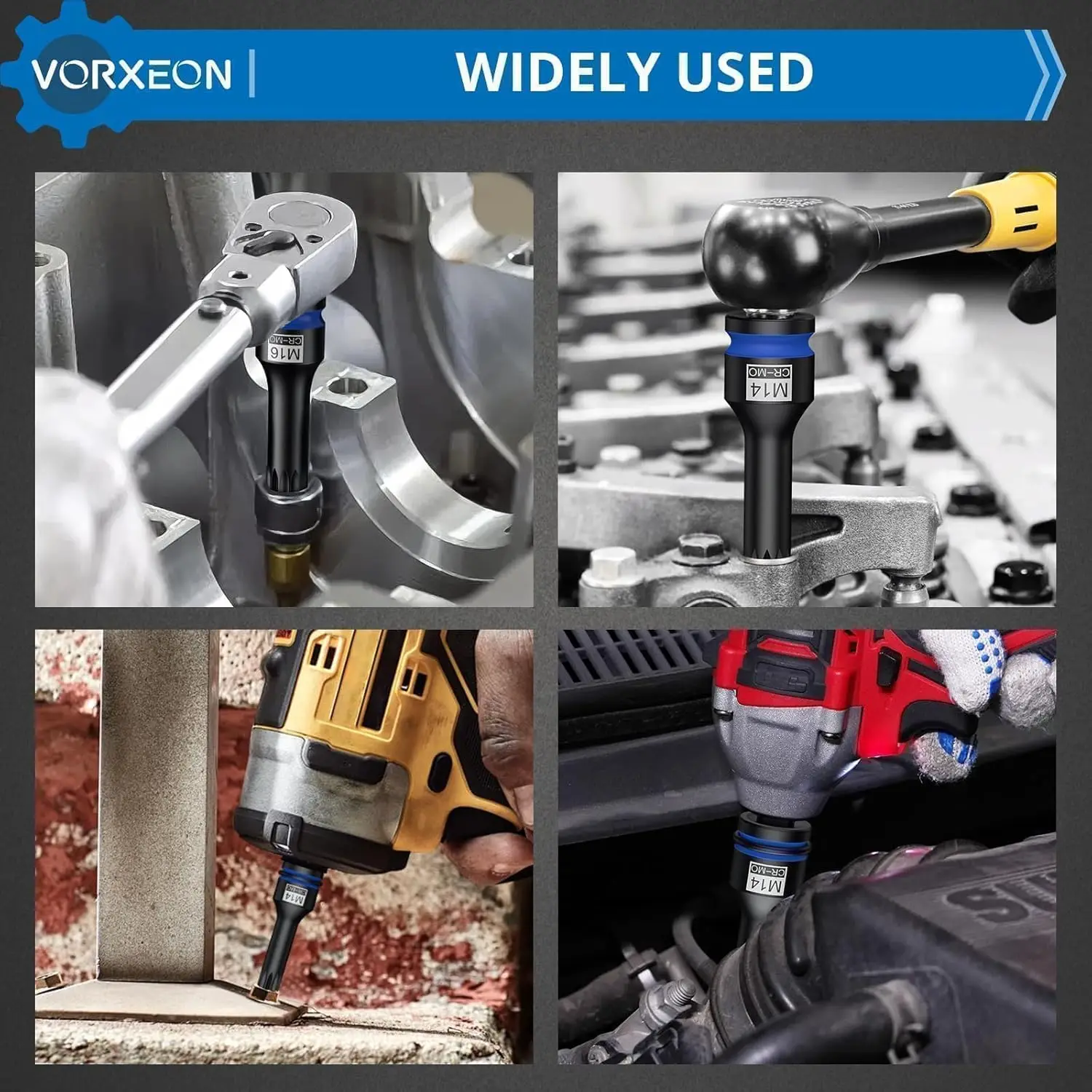 10 قطعة 1/2 "محرك تأثير XZN الثلاثي مربع بت مجموعة مقابس 42CRMO مع حقيبة للتخزين M5 M6 M7 M8 M9 M10 M12 M14 M16 M18