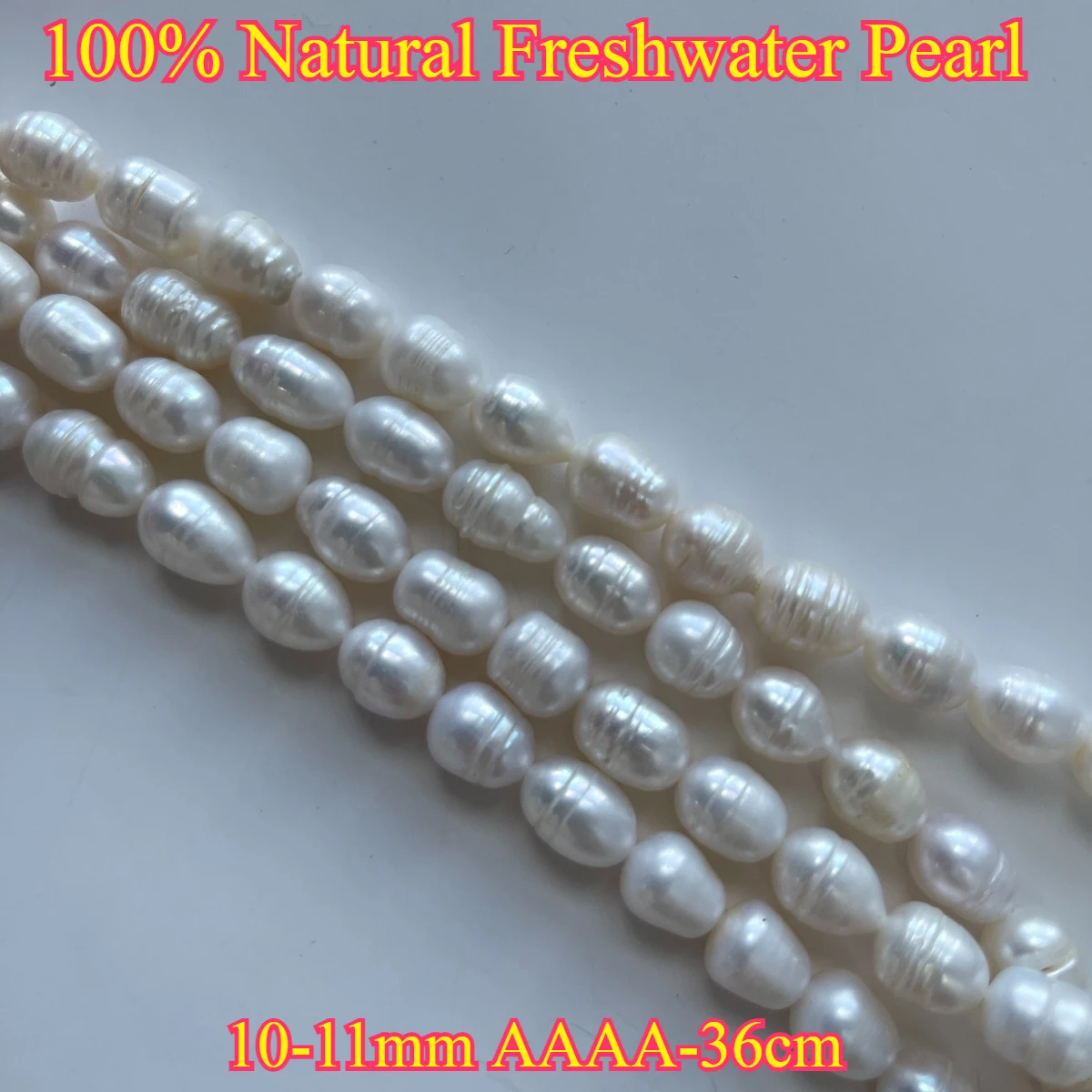 Perlas naturales de agua dulce AAAA de 10-11mm, cuentas espaciadoras de arroz blancas de gran tamaño, joyería para hacer collar DIY, pulsera, regalo de boda para mujer