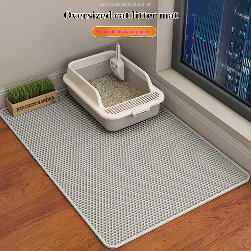 Kattenbakmat 2-laags ontwerp Premium zandvangtechnologie Waterdichte basis Antislip huisdiervloerbeschermer voor kittens binnenshuis