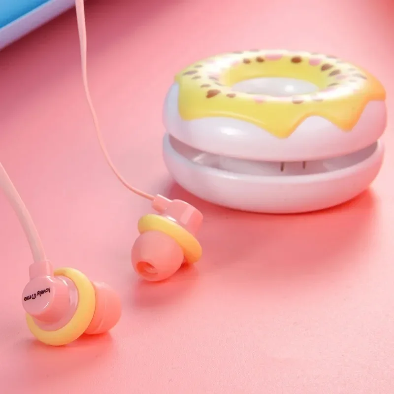 لطيف سماعات أذن سلكية معكرون 3.5 مللي متر داخل الأذن مع هيئة التصنيع العسكري الفتيات الكعك ستيريو حقيبة سماعة الاذن آيفون Xiaomi فتاة طفل للهدايا MP3