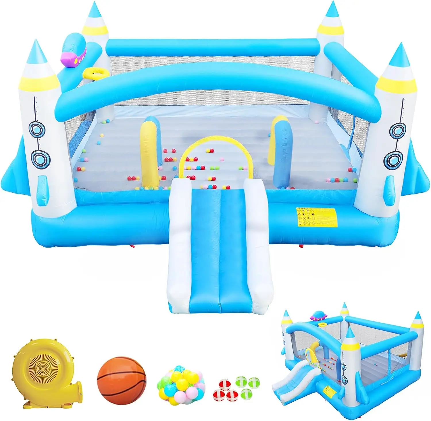 

Inflatable Bounce House, Indoor Outdoor Inflatable Playhouse Complete Setup with Blower, Trampoline Bounce Castle House