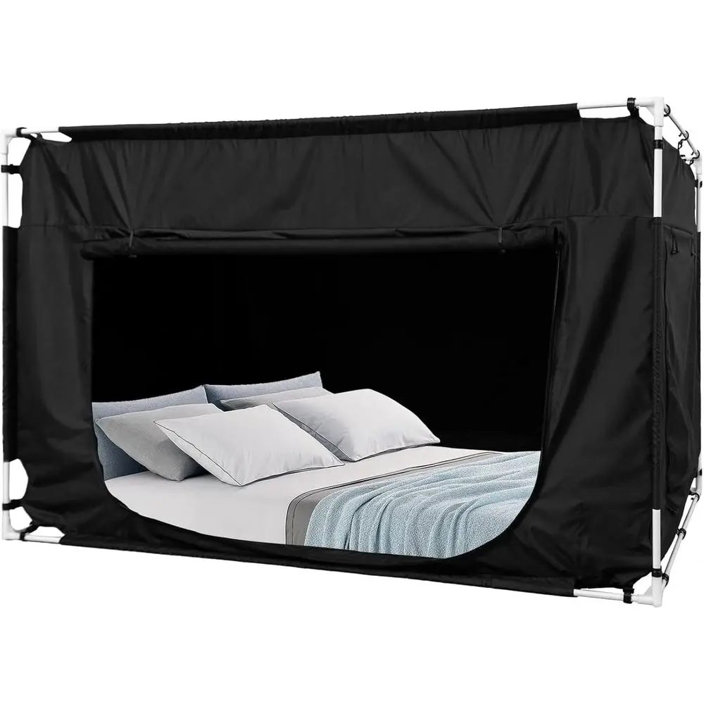 

Bed Tent Bed Canopy Twin Size Tents for Adult and Kids - Portable Sleeping Bed Tents 80% Blackout with 4 Doors Breathable Privat