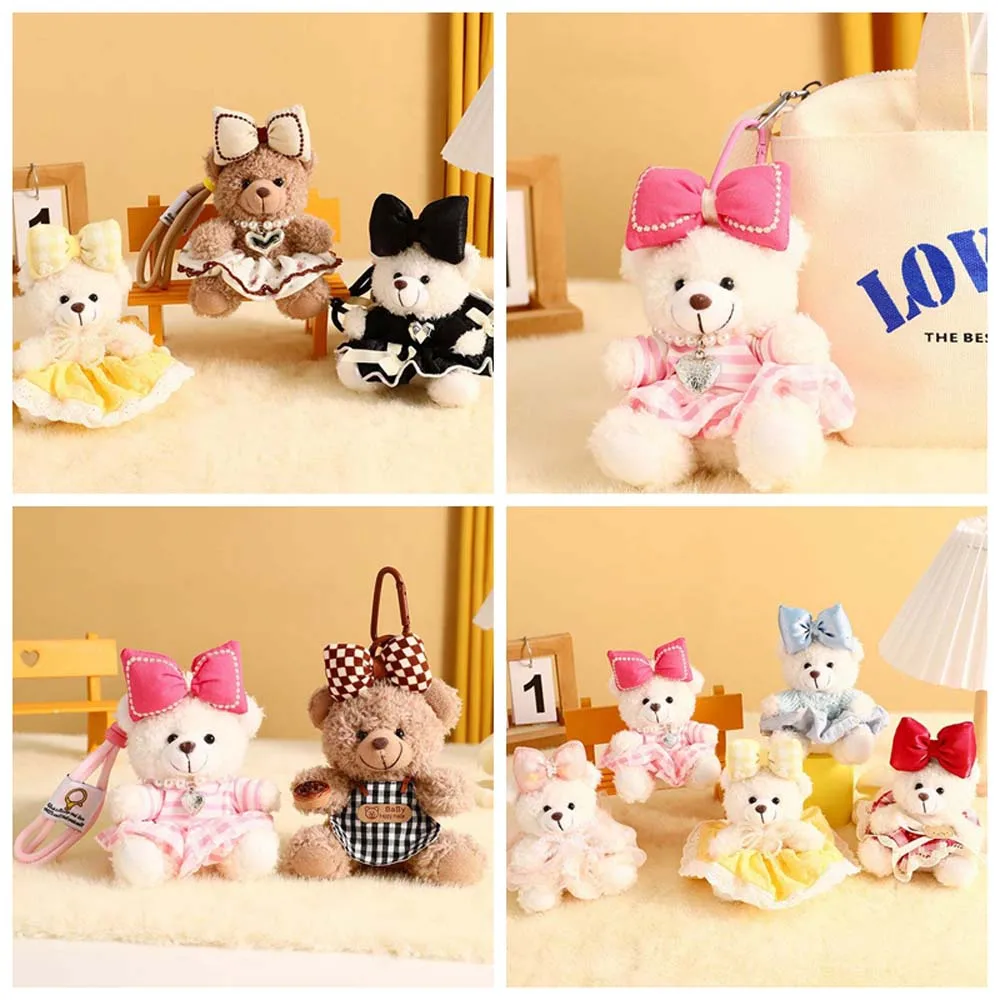 Bag Pendant Plush Bear Keychain Decoration Princess Dress Bear Bow Bear Dolls Pendant Plushies Toys Kawaii Stuffed Animal Toys