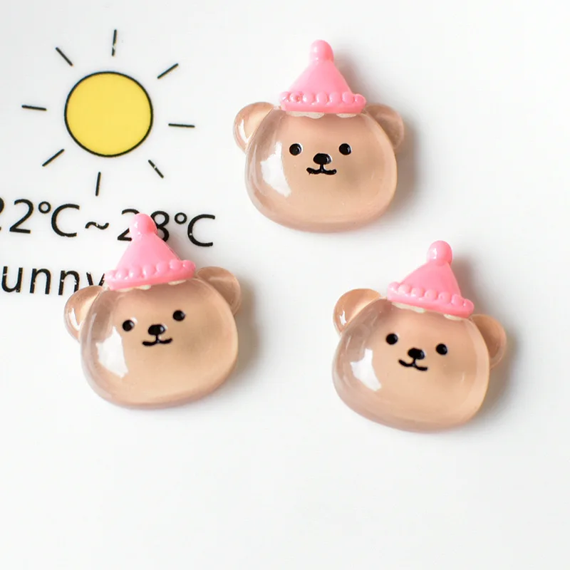 10 stuks nieuwe leuke cartoon schattige transparante konijn kleine beer hars plakboek diy sieraden kinderen cadeau haarspeld accessoires a59