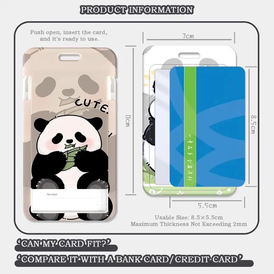 Cover Case 1Pc Card Holder Retractable Credit Card Holders Holders Child Bus with lanyard Badge Bank ID Cartoon Cute Panda