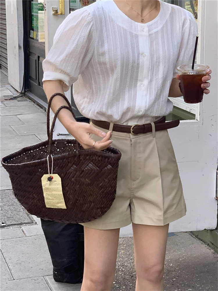 

2025 Summer Women Blouses Spring Shirt Female White Womens Blouse Femme Chiffon Blusas Casual Elegant Vintage Short Sleeve