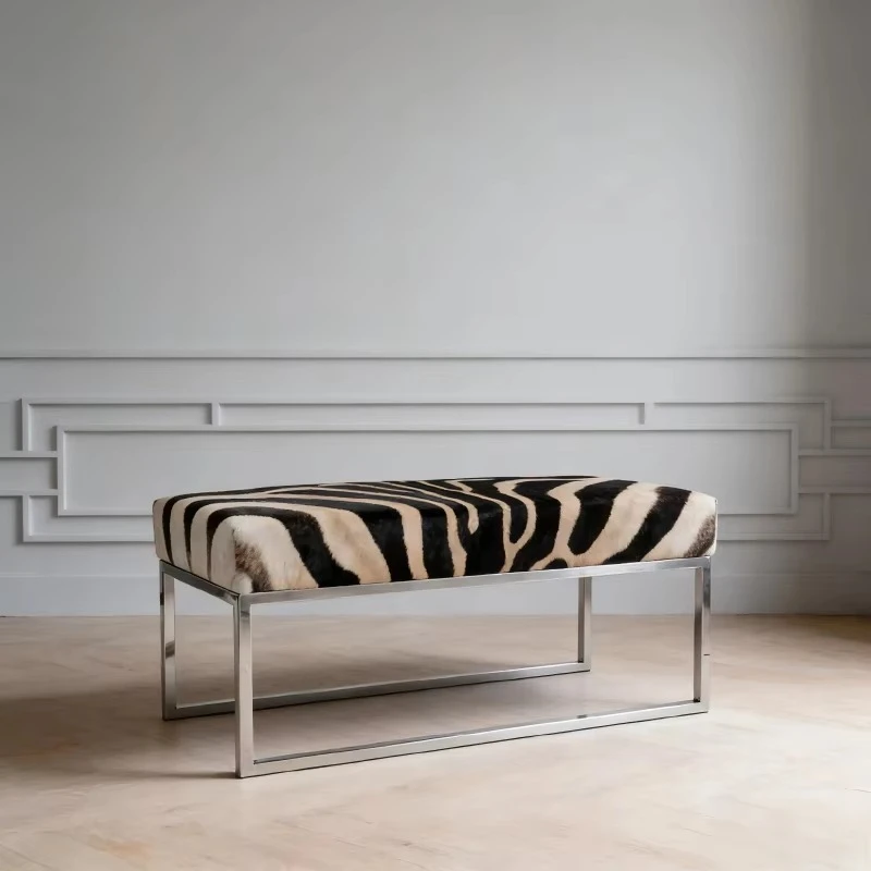 Modern stainless steel bedside bench is suitable for bedroom, living room, shoe changing stool, rest stool