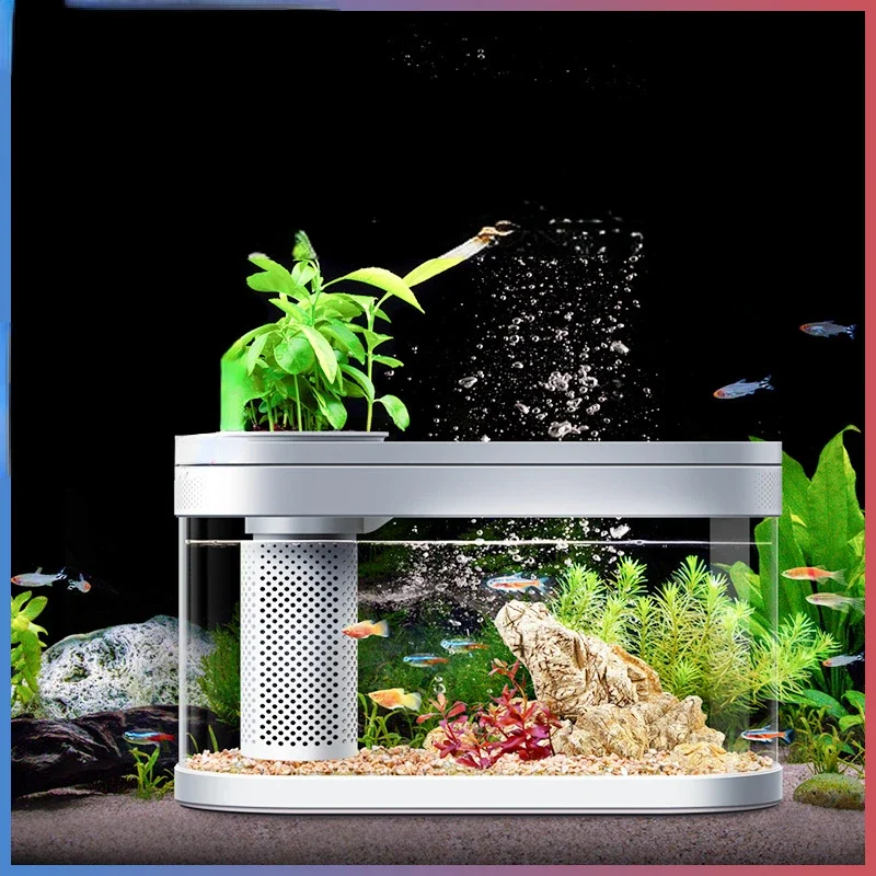 Original Geometry Aquaponics Fish Tank: Small Water Garden Ecosystem, Ecological Transparent Aquarium, Innovative Decor