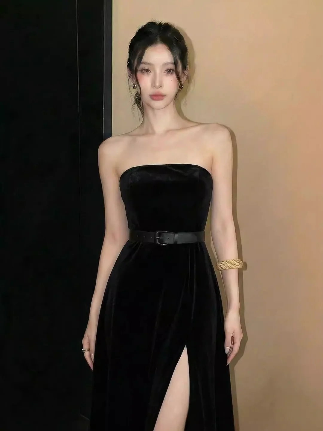 

Ele Bla Evening Gown Women's Sexy Strapl Dr High Waist Zipper Sle Korean Faion for Important Ocns