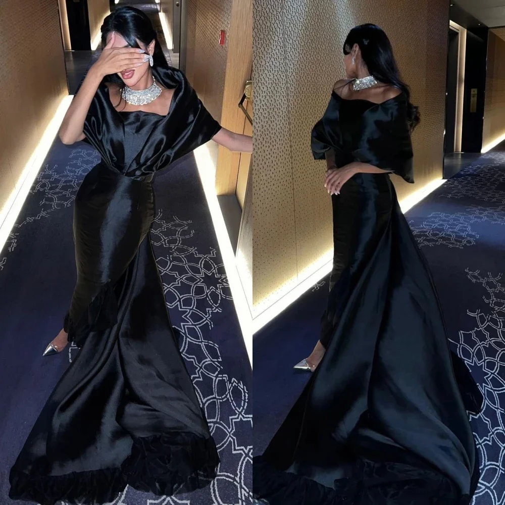 Gaun Prom Yipeisha gaun acara Formal Satin Tulle putri duyung Poretrait berkualitas tinggi Retro gaun hitam ukuran plus wanita