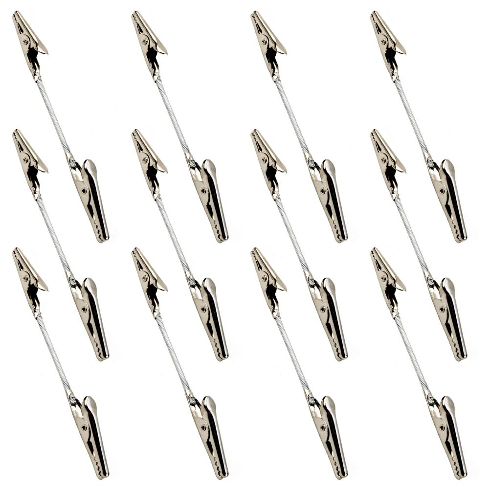 

12 Pcs Note Folder Wire Rope Alligator Clips Postcard Holders DIY Accessories Metal Clamps Double Head Cards