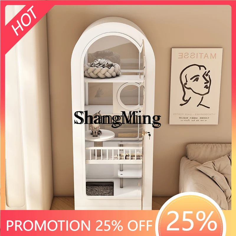 

SM household arched small cat villa integrated panoramic tempered glass high-end cat cage cabinet