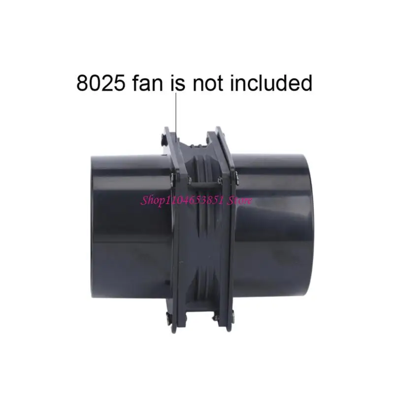 80 mm Fan Duct Fitting, Square to Round Ventilation Transition with Four-Hole Mounting Plate, 73 mm Duct Collar, Black Plastic,