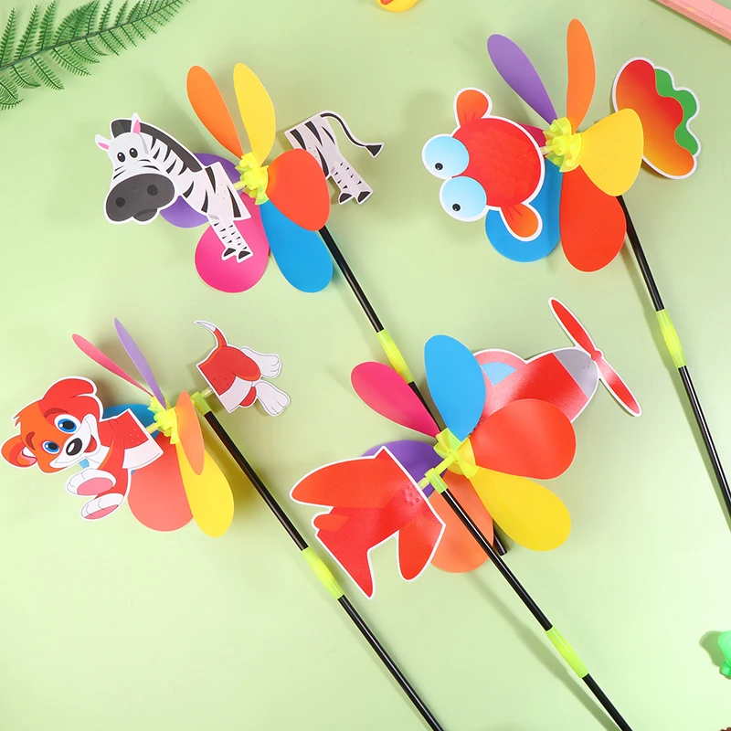 1 세트 3D 다채로운 플라스틱 동물 만화 풍차 어린이 장난감 유치원 상 DIY 장식