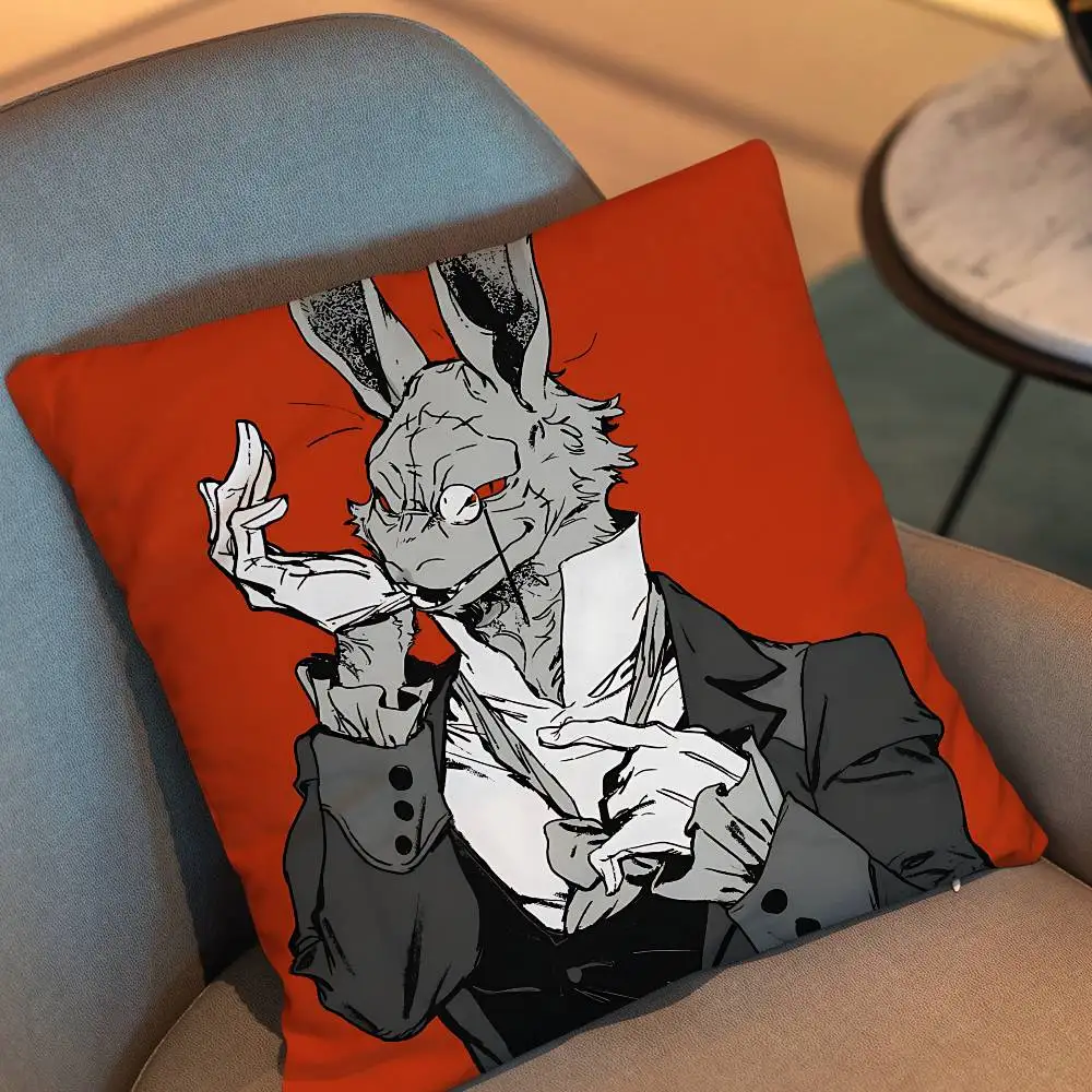 Halloween White Rabbit Devil Pillow Case Anti-dustmite Pillowcase Invisible zipper silky short plush Sofa cushion cover - view 6