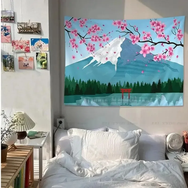 Anime Flowers Cherry Blossom Wall Decor Tapestry Home Living Room Tapestry