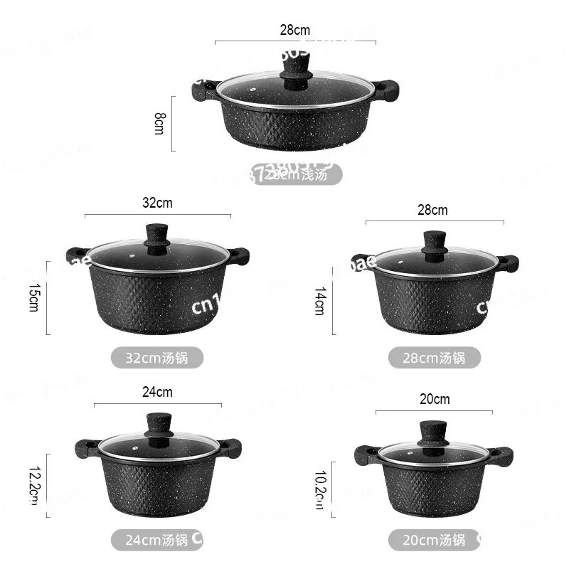 

Cross-border wholesale aluminum pot set, Maifanshi non-stick pot, household soup pot ten-piece set