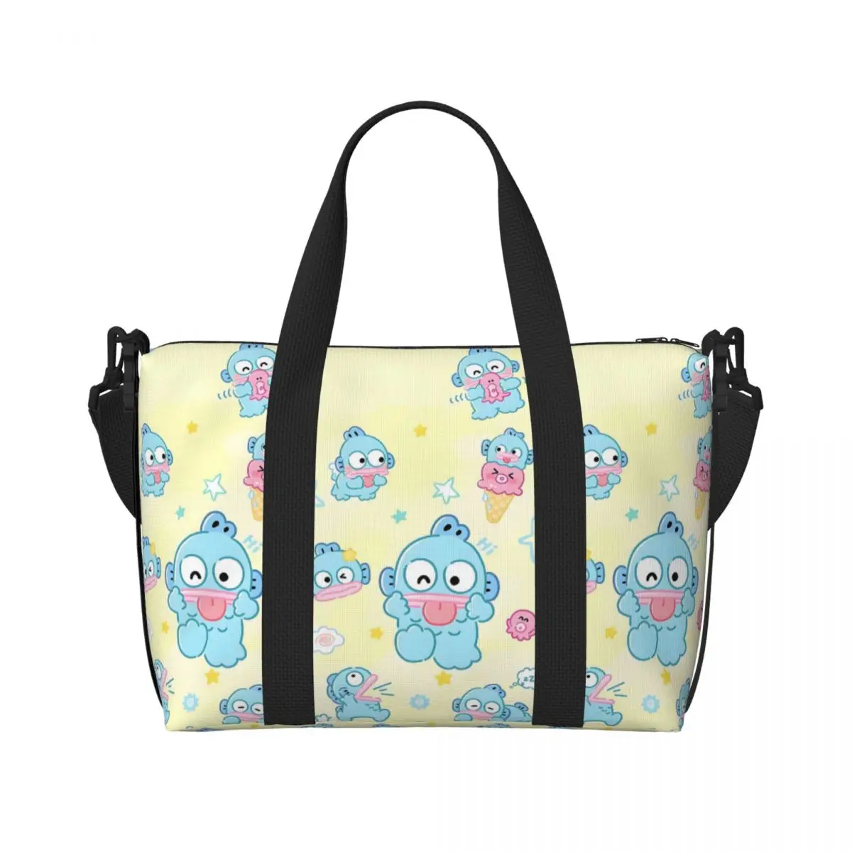 

Custom Hangyodon Groceries Shopping Tote Bags Women Large Capacity Clown Fish Cartoon Gym Beach Travel Bags