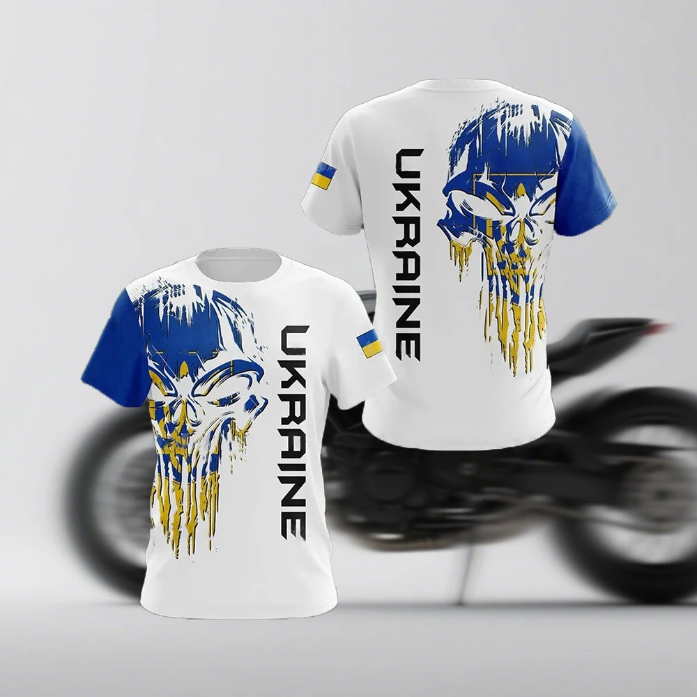 

Мужская летняя дышащая впитывающая пот спортивная модная простая футболка с короткими рукавами и гербом Украины с принтом флага