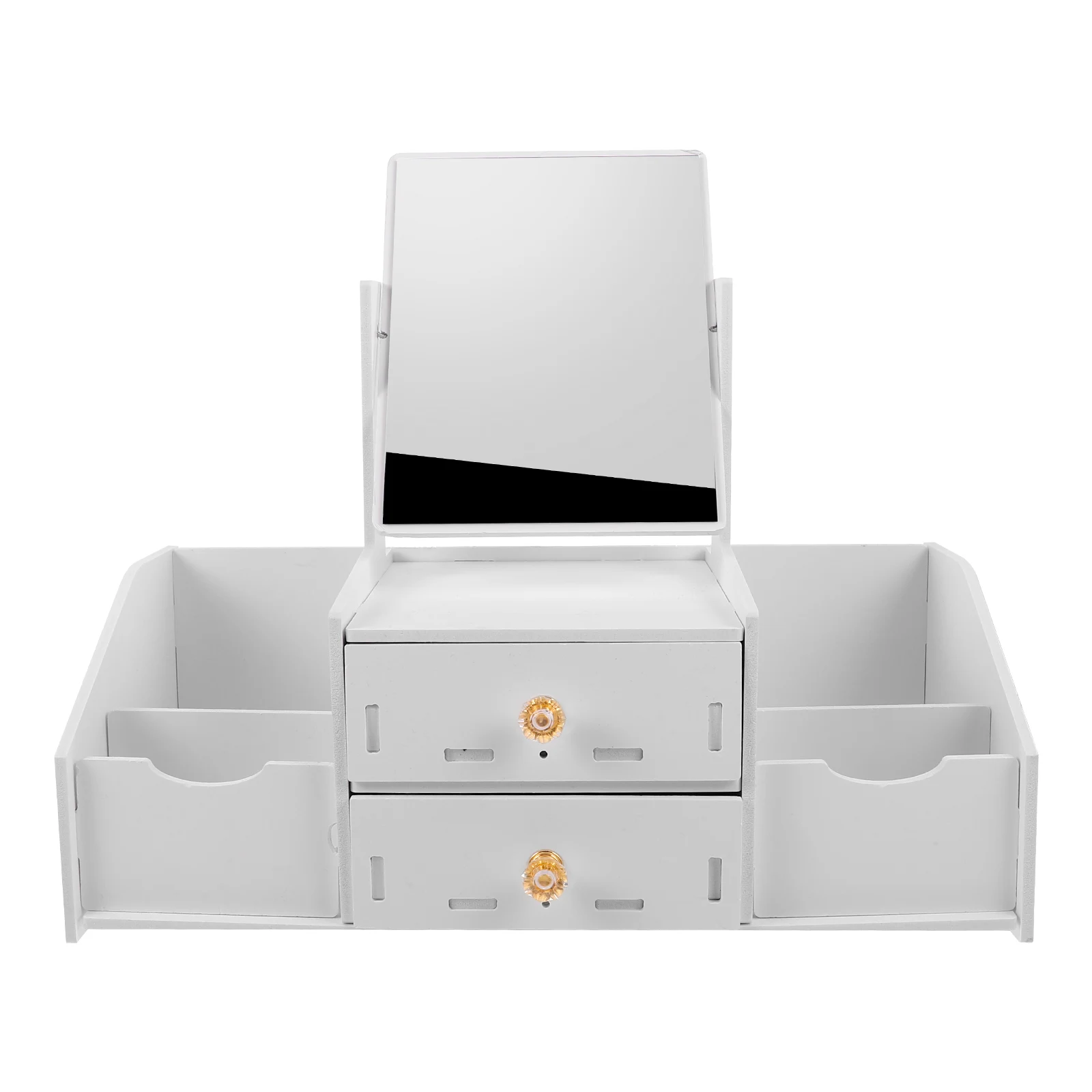 

Desktop Makeup ganizer Large Double Tier Square Mirror Vanity Storage Box Holder Jewelry Skincare ganizers Countertop
