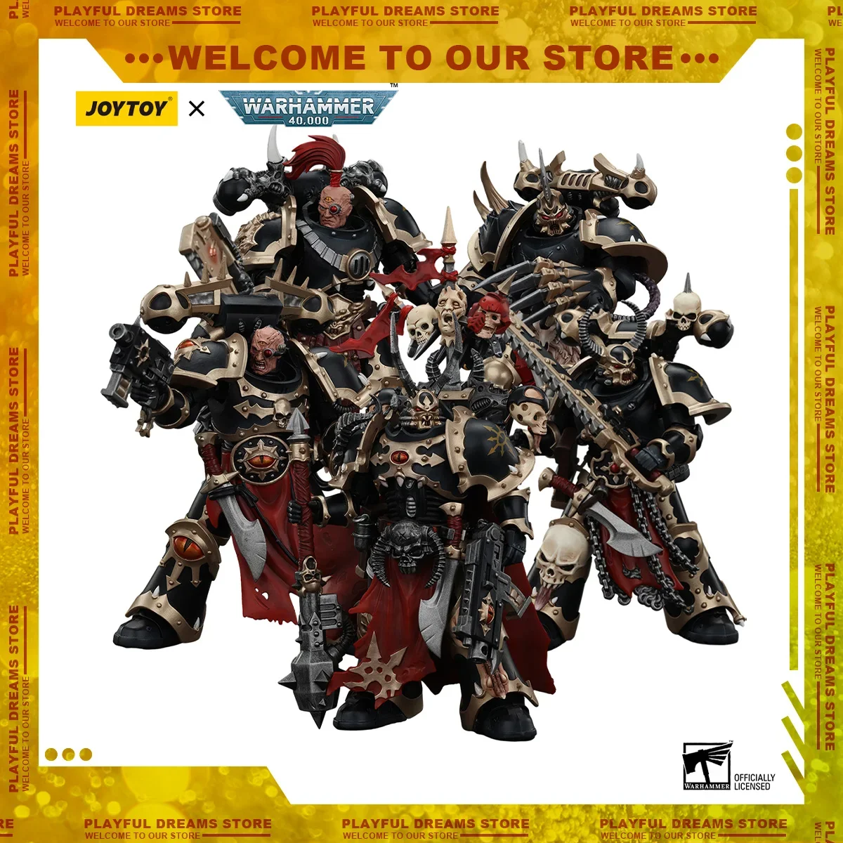 JOYTOY Warhammer 40K 1/18 Chaos Space Marines Action Figures Black Legion Statue Model Boy Gift Decoration Ornament