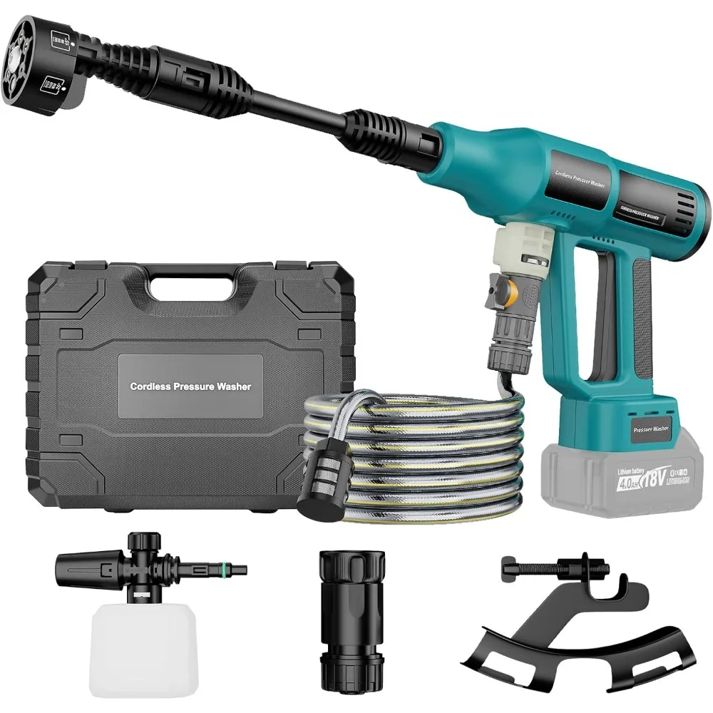 

Беспроводная мойка мощностью для аккумулятора Makita 18 В, портативная ручная мойка высокого давления, 700 фунтов на квадратный дюйм, шланг 5 м, насадка 6-в-1, 4-скоростное седло