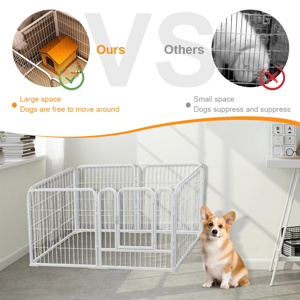 

6 Panels Pet Playpen with Door Foldable Detachable Play Pen Heavy Duty Dog Exercise Fence for Dog Cat Rabbit Pet Exercise