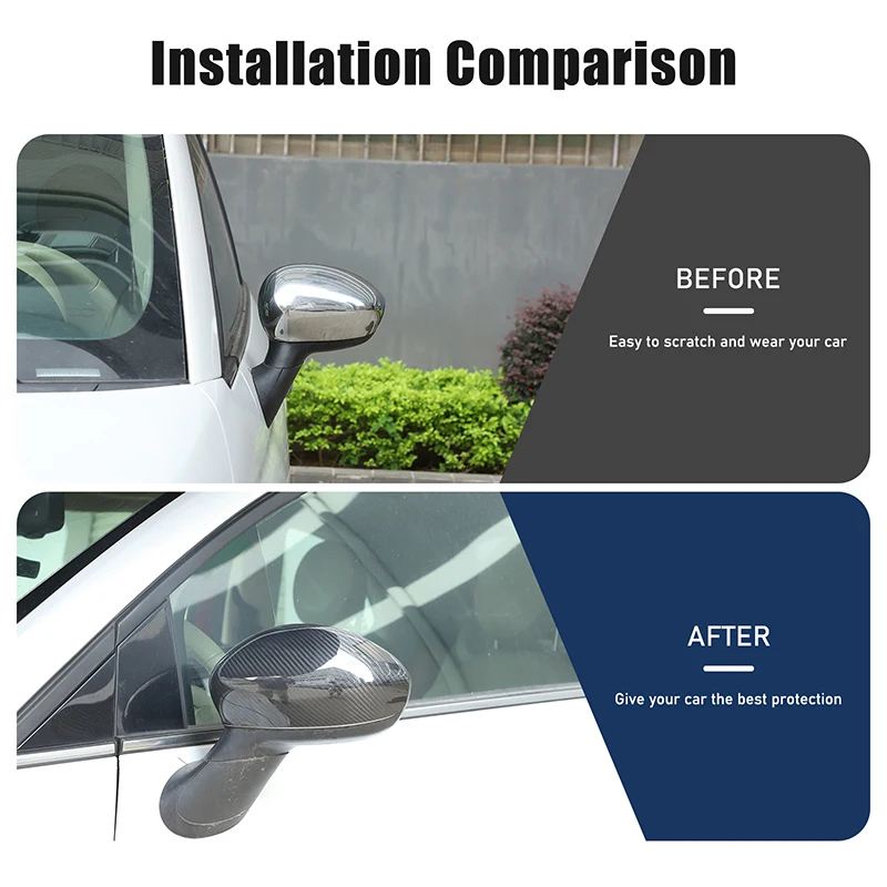 

Для Fiat 500 2010-2026: Накладки на боковые зеркала заднего вида из настоящего карбона, защитные наклейки, внешние аксессуары