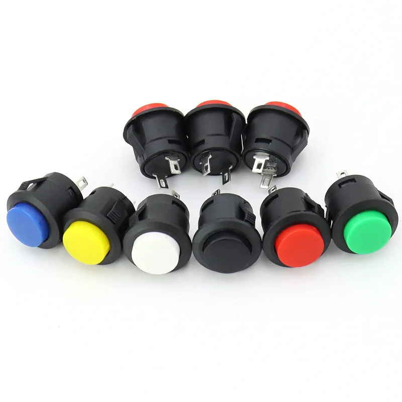 50PCS Button switch R13-507 self reset self-locking switch 16MM circular two pin card type button switch