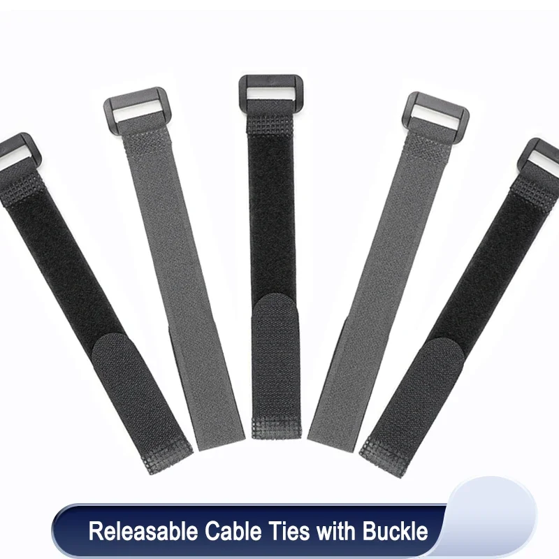 Cable Tie Fishing Rod Non-slip Firm Reverse Buckle Black Fishing Tackle Rod Holder Accessories Reusable Self Adhesive Ties