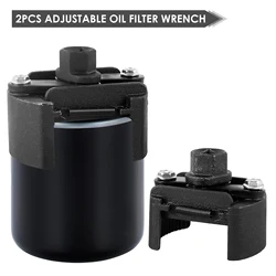 2 Pcs Heavy Duty Oil Filter Wrench 60-80mm 80-105mm Adjustable Oil Filter Cap Socket Wrench Universal Removal Tool Auto Parts