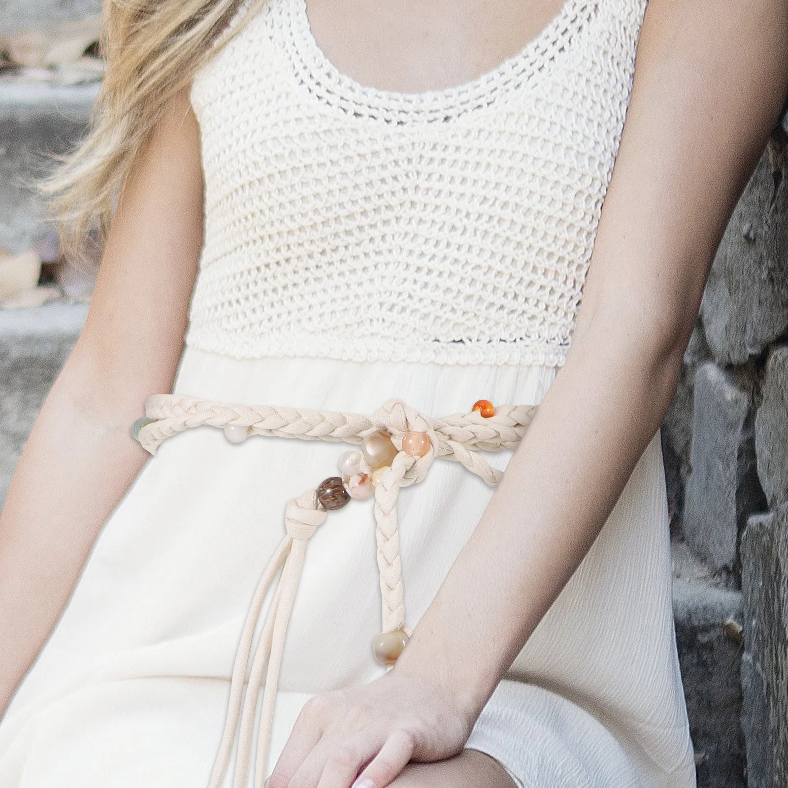 

Handmade Cotton Rope Belt Fabric Belts for Women Waist Chain Boho Resin Bohemian Style