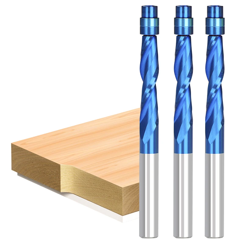XCAN Frees 1/4 Schacht Lager Geleide 2 Fluit Up Cut CNC Spiraal Router Bit voor Houtbewerking Tool Carbide End Mill