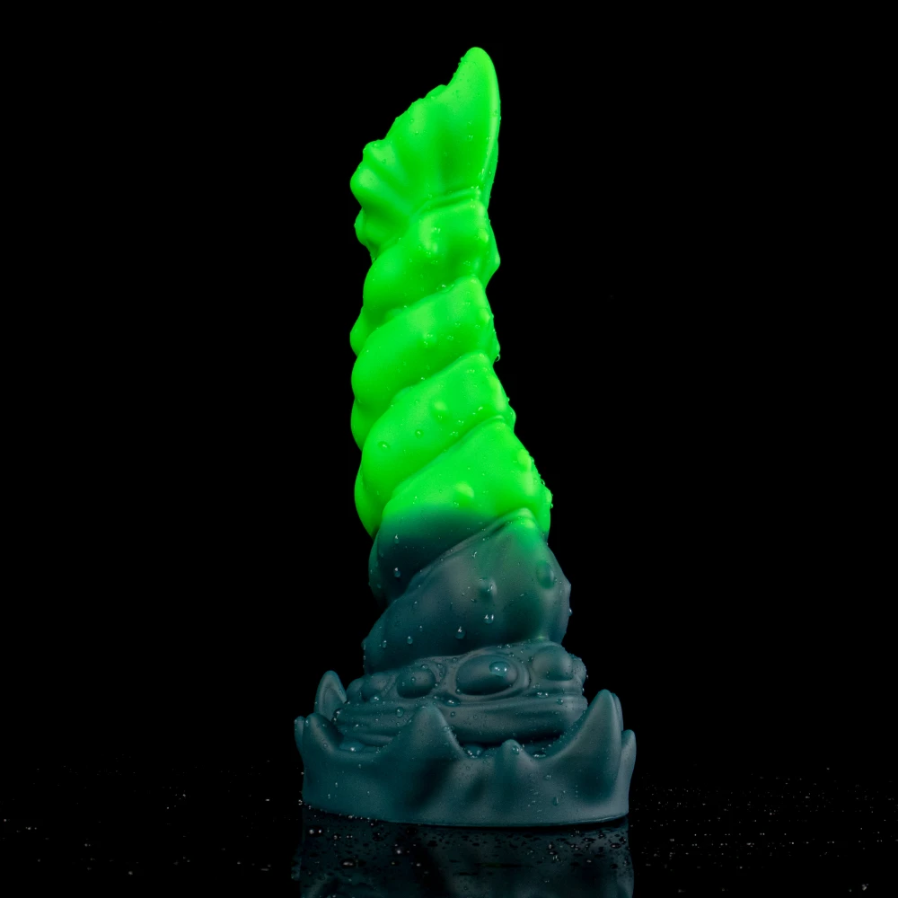 Oieffur Sex Toys Fantasy Anal Plug PlatinumGrade Silicone Gradient Blue-Green Powerful Suction Cup Base Adult Erotic Product