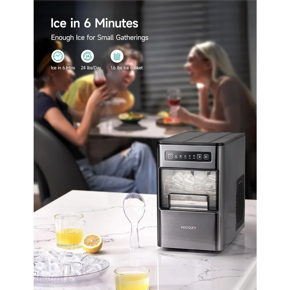 Portable Ice Maker Countertop,Ice in 6 Mins, 24 lbs/Day,Self-Cleaning,for Under Kitchen/Office/Camping/RV/Home Bar