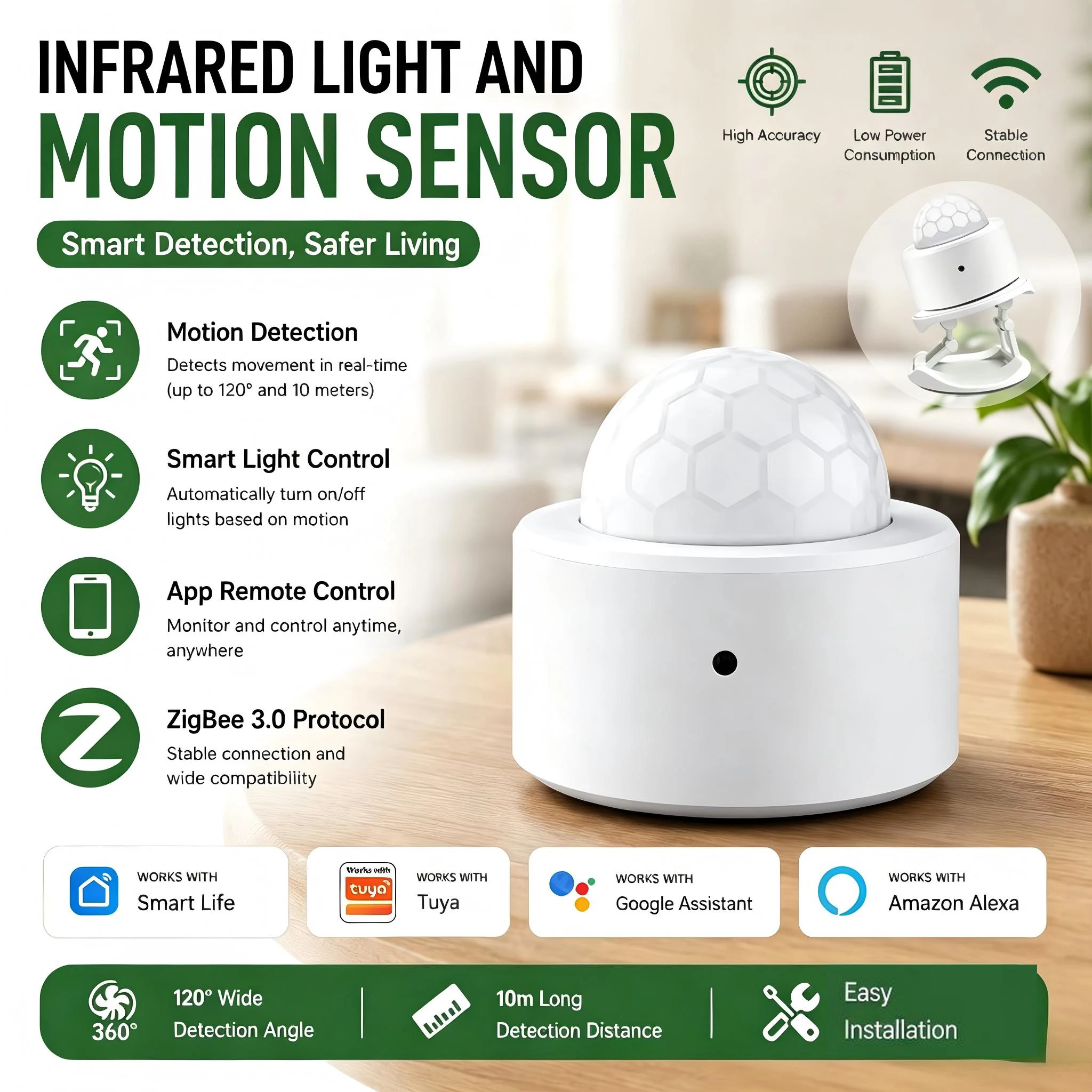 Zigbee PIR Motion Sensor Smart Human Body Movement Wireless Infrared Detector ZigBee Motion Sensor Smart Home Security Alarm