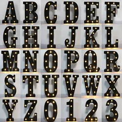 22cm Led Light Letters Black Alphabet Decorative Letter Number Night Light Decoration Supplies Room Home Decorations Accessories