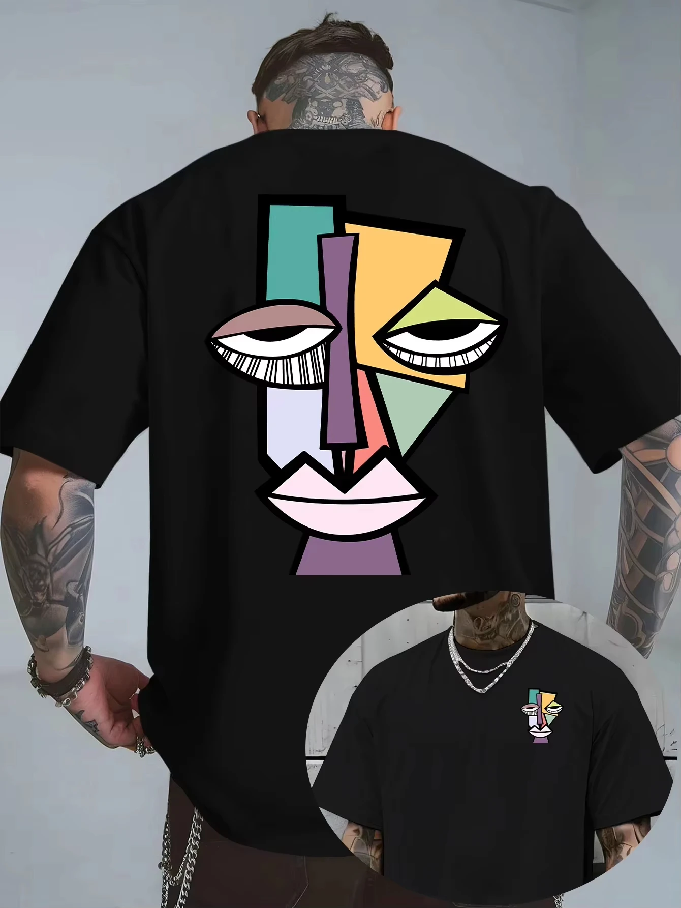 Men's Short Sleeve Cotton Picasso Style Cubist Graphic T-shirts Crewneck Streetwear Mens Summer Sweat Absorbent Men's Wear